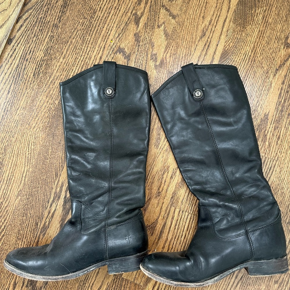 Frye Melissa Button High Riding Boots in Black